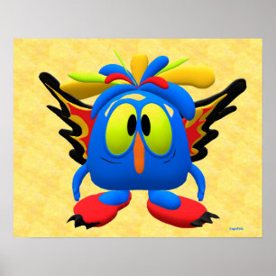 Bird Owl Monster Animated Character Poster