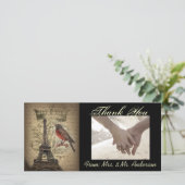  Bird Paris Eiffeltoren Bruiloft Bedankkaart (Staand voorkant)