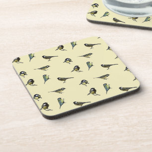 Bird Pattern Beige Pattern Bier Onderzetter