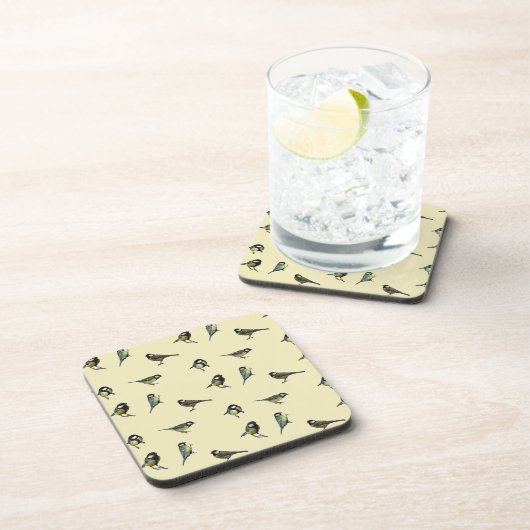 Bird Pattern Beige Pattern Bier Onderzetter (Rechterzijde)