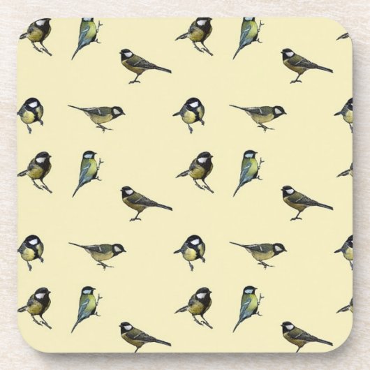 Bird Pattern Beige Pattern Bier Onderzetter (Voorkant)