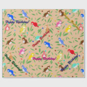 Bird Pattern Birthday Wrapping Paper Cadeaupapier (Vlak)