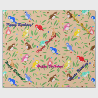 Bird Pattern Birthday Wrapping Paper Cadeaupapier