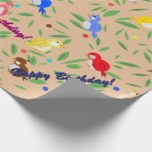Bird Pattern Birthday Wrapping Paper Cadeaupapier (Hoek)