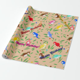 Bird Pattern Birthday Wrapping Paper Cadeaupapier