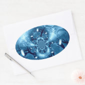 Bird Pattern Blue Tree Ownership Ovale Sticker (Envelop)