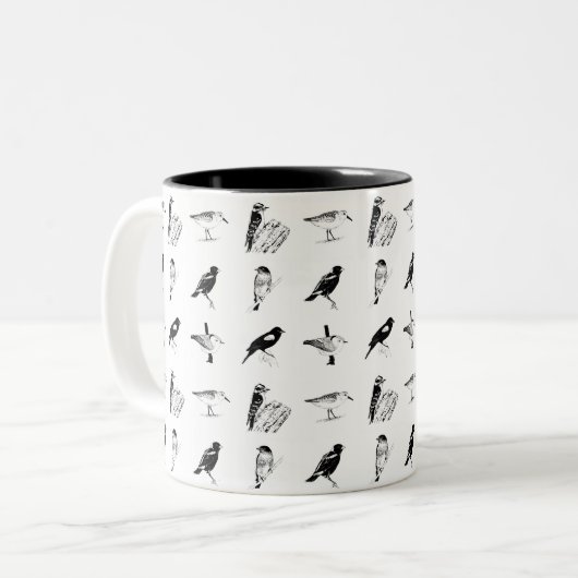 bird pattern mug tweekleurige koffiemok (Voorkant links)