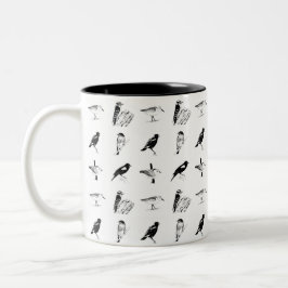 bird pattern mug tweekleurige koffiemok