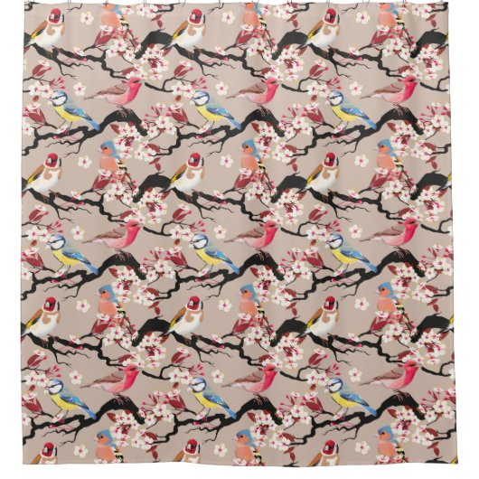 Bird Pattern Shower Curtain Douchegordijn (Voorkant)