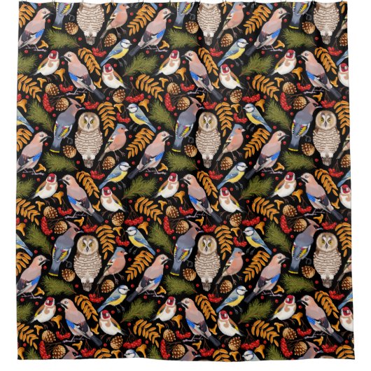 Bird Pattern Shower Curtain Douchegordijn (Voorkant)