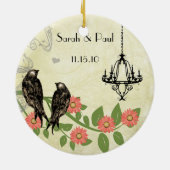  Bird Peach Koral Photo Chandelier Keramisch Ornament (Achterkant)