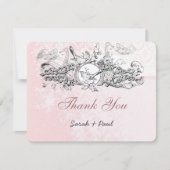 Bird Pink Musical Scroll Weddenschap Bedankt (Voorkant)