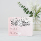  Bird Pink Musical Scroll Wedding Table No. Kaart (Staand voorkant)