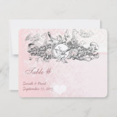  Bird Pink Musical Scroll Wedding Table No. Kaart (Voorkant)