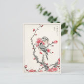 Bird Plum Tree  Antiek Japans kunstwerk Briefkaart (Staand voorkant)