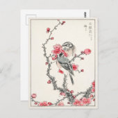 Bird Plum Tree  Antiek Japans kunstwerk Briefkaart (Voorkant / Achterkant)