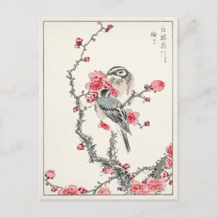 Bird Plum Tree  Antiek Japans kunstwerk Briefkaart