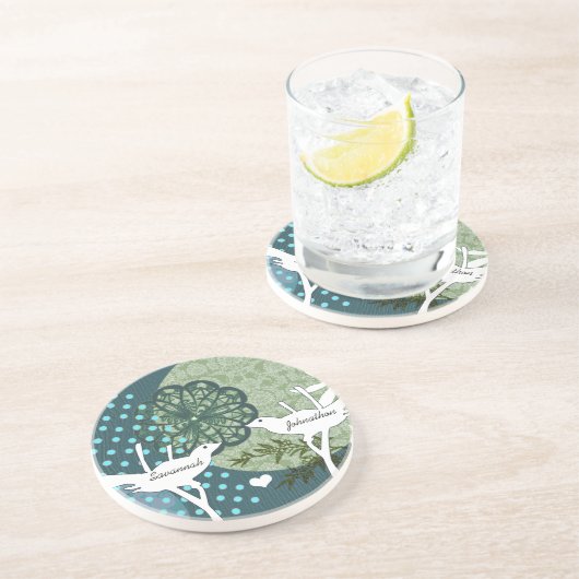  Bird Polka Dot Collage Onderzetters (Zijkant)