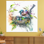 Bird Print Nursery Art - Stretted Canvas Print (Insitu (Woonkamer))