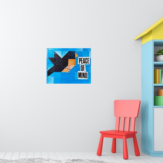 Bird Quilt Pattern Blue Sky Peace of Mind Calming Poster (Kinderkamer 1)