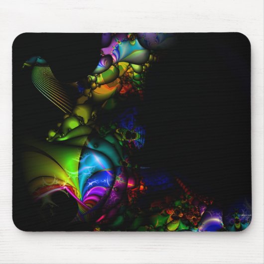 Bird Rainbow Fractal Mousepad Muismat (Voorkant)