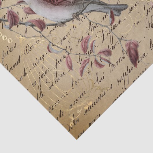 Bird Red Pink ontkoppeling Ephemera Tissuepapier (Detail)