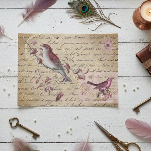 Bird Red Pink ontkoppeling  Ephemera Tissuepapier