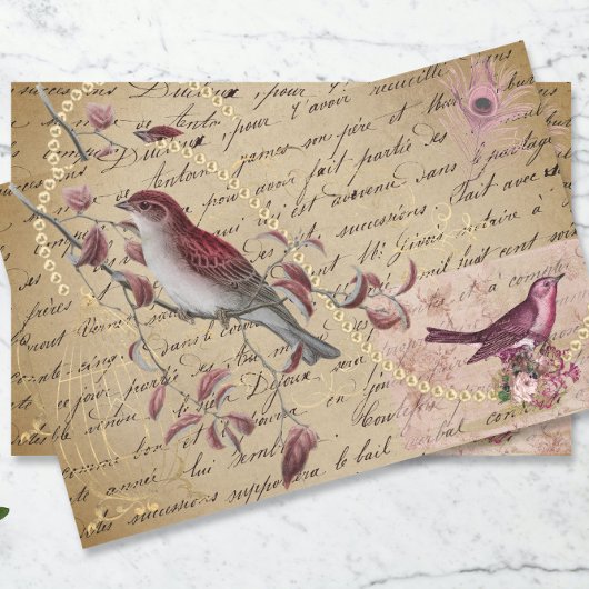Bird Red Pink ontkoppeling Ephemera Tissuepapier
