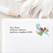 Bird ~ Red SongBird op Scroll Tree Branch Etiket (Insitu)