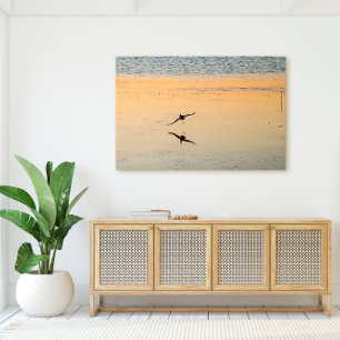 Bird Reflection Flying Sunset Key West Florida Canvas Afdruk