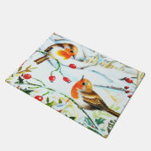 Bird Robin Couple Winter Holly Kerstmis Deurmat (Schuin)