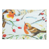 Bird Robin Couple Winter Holly Kerstmis Kussensloop (Achterkant)