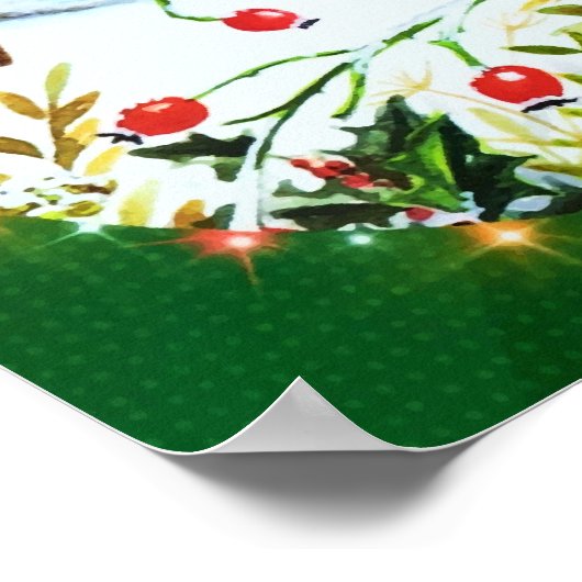 Bird Robin Couple Winter Holly Kerstmis Poster (Hoek)