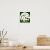 Bird Robin Couple Winter Holly Kerstmis Poster (Keuken)