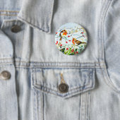 Bird Robin Couple Winter Holly Kerstmis Ronde Button 5,7 Cm (In situ)