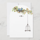 Bird Royal Blue Cherry Blossom Wedding Kaart (Achterkant)