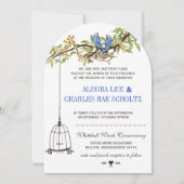 Bird Royal Blue Cherry Blossom Wedding Kaart (Voorkant)
