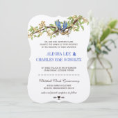 Bird Royal Blue Cherry Blossom Wedding Kaart (Staand voorkant)