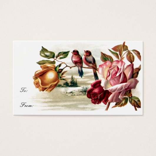  Bird Rozen Gift Label Visitekaartje (Voorkant)