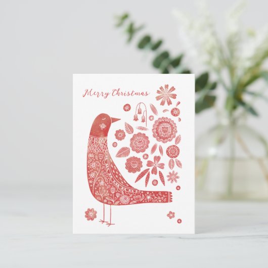 Bird Scandinavian Feestdagenkaart (Staand voorkant)