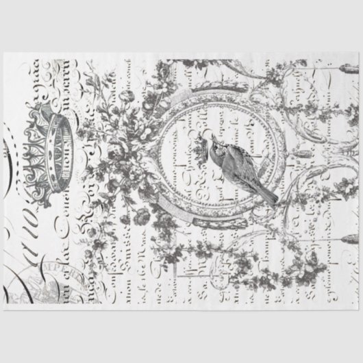 Bird Script Decoupage Paper Tissuepapier (Voorkant)