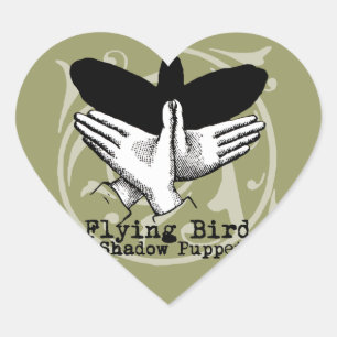 Bird Shadow Puppet Hand Vintage Hart Sticker