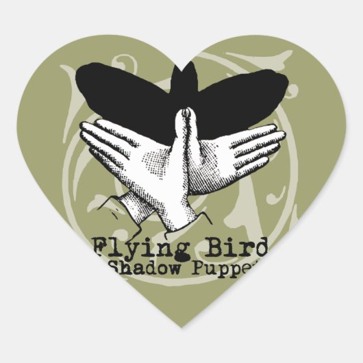 Bird Shadow Puppet Hand Vintage Hart Sticker (Voorkant)
