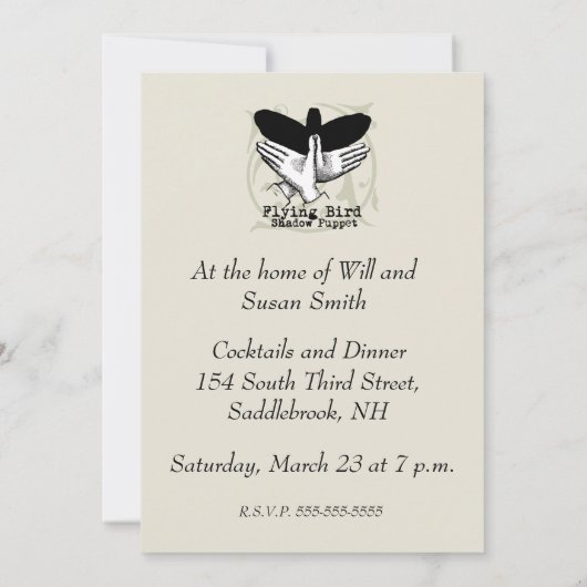Bird Shadow Puppet Hand Vintage Kaart (Achterkant)