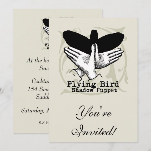 Bird Shadow Puppet Hand Vintage Kaart (Voorkant / Achterkant)