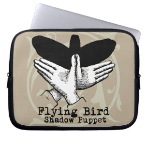 Bird Shadow Puppet Hand Vintage Laptop Sleeve
