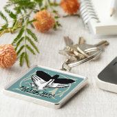 Bird Shadow Puppet Hand Vintage Sleutelhanger (Zijkant)