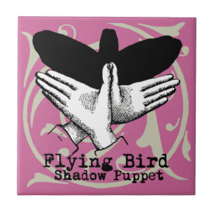 Bird Shadow Puppet Hand Vintage Tegeltje