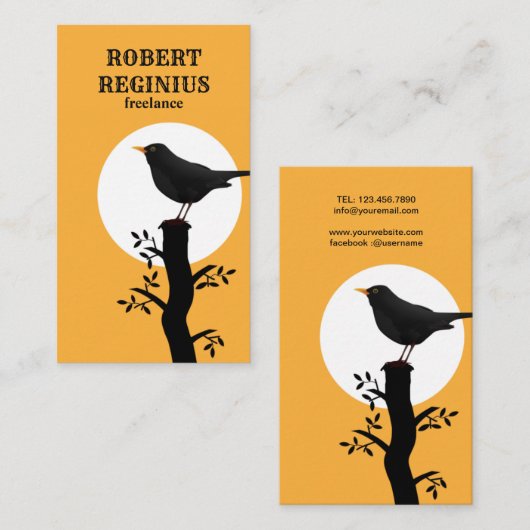 Bird Silhouette on Branch Visitekaartje (Voorkant / Achterkant)