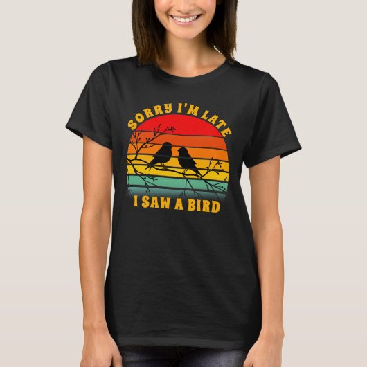 Bird Silhouette Retro Sunset Circle Sorry dat ik t T-shirt (Voorkant)
